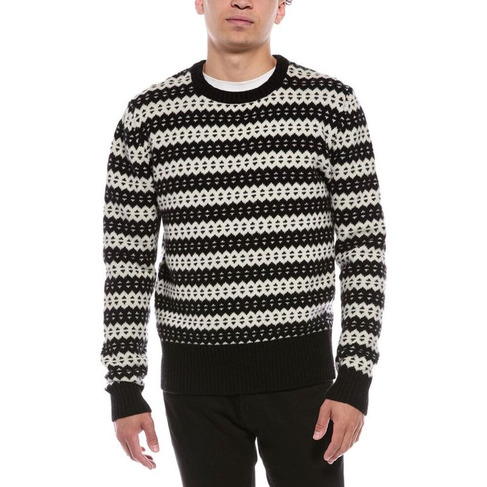 Blk Dnm Mens Wool Crewneck Sweater, Black
